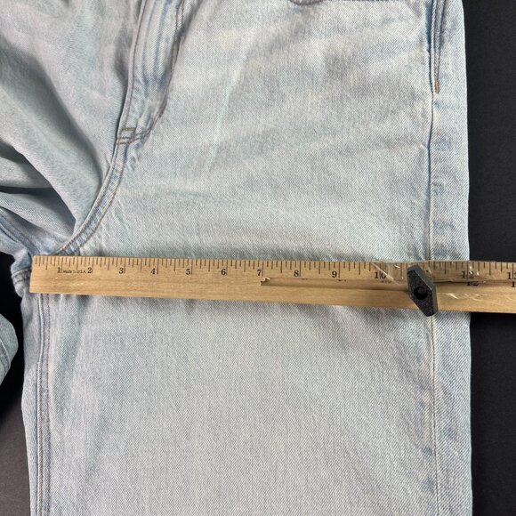American Eagle Jean Women 32x31* Highest Rise Baggy Straight Blue Denim Tag 10 R - Picture 14 of 16